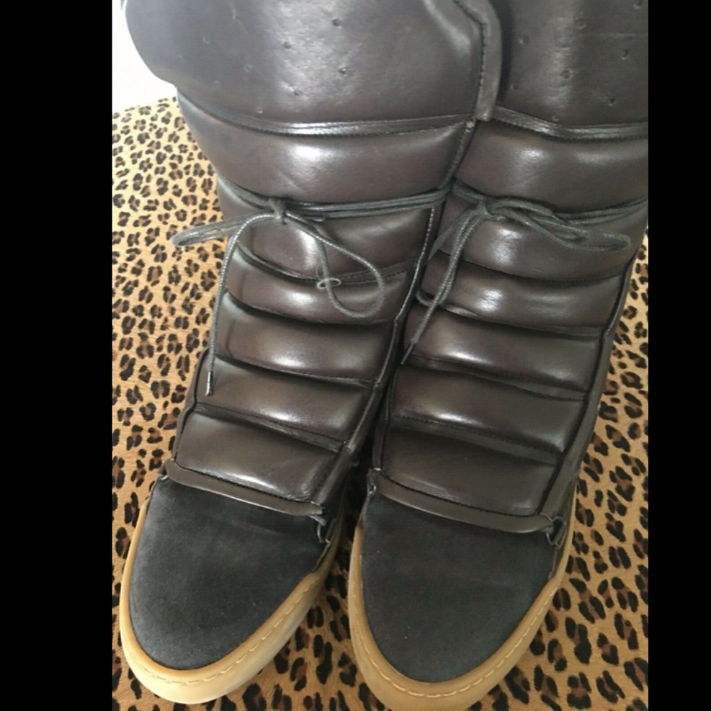 H&M Studio Collection Brown Quilted Leather Shoes Boots US 9.5M EU41
